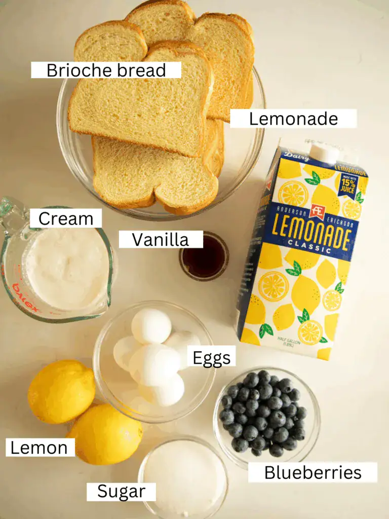 labeled and portioned ingredients to make the baked french toast