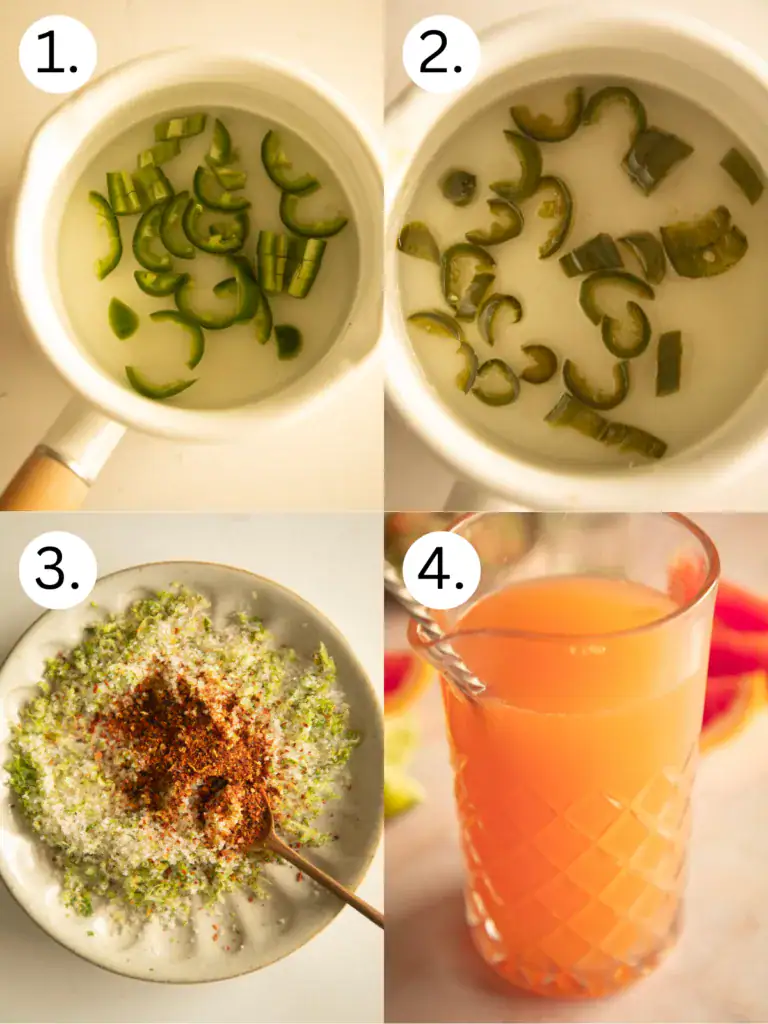 step by step directions on how to make the simple syrup and paloma
