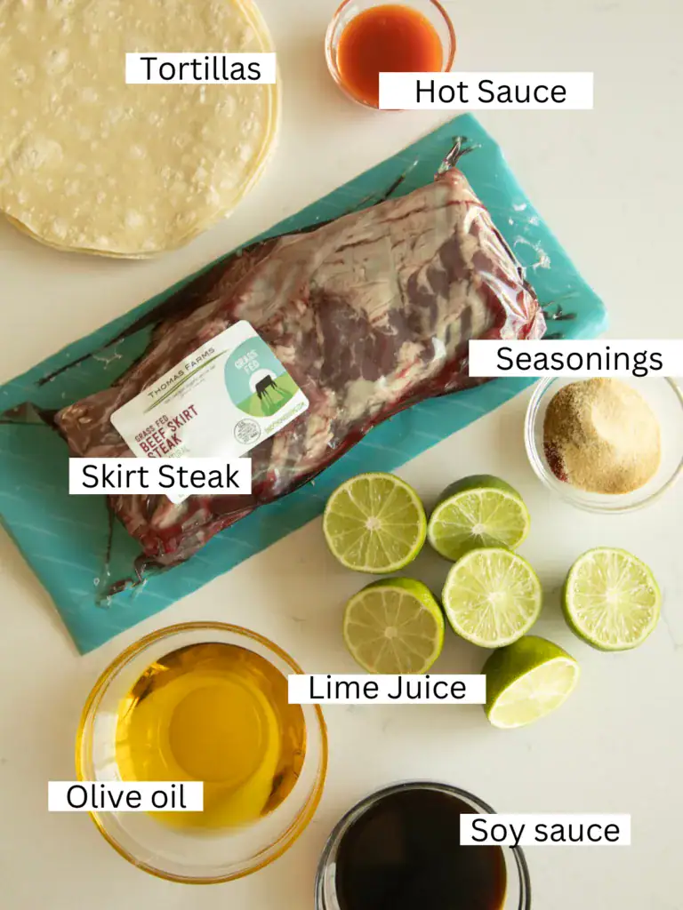 labeled and portioned ingredients to make the beef tacos