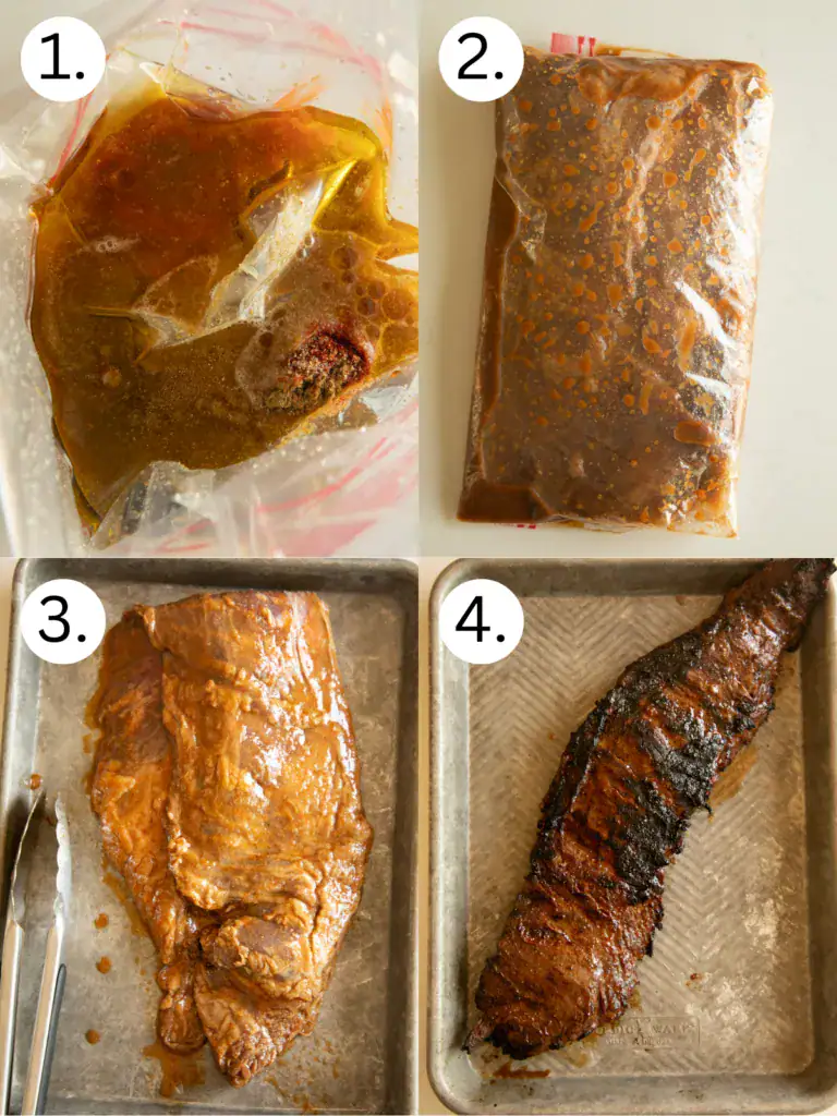 steps 1-4 on how to make the skirt steak
