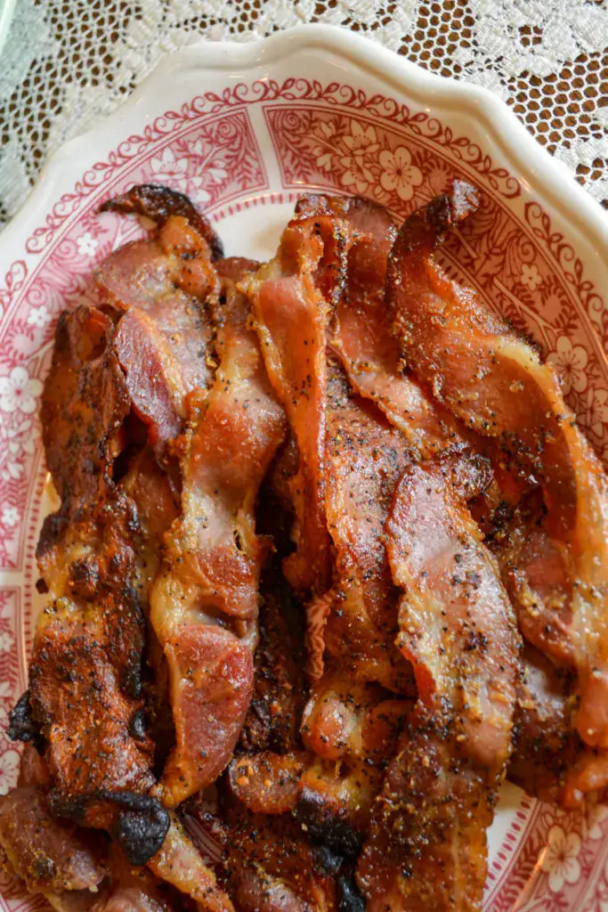 plate full of bacon strips 