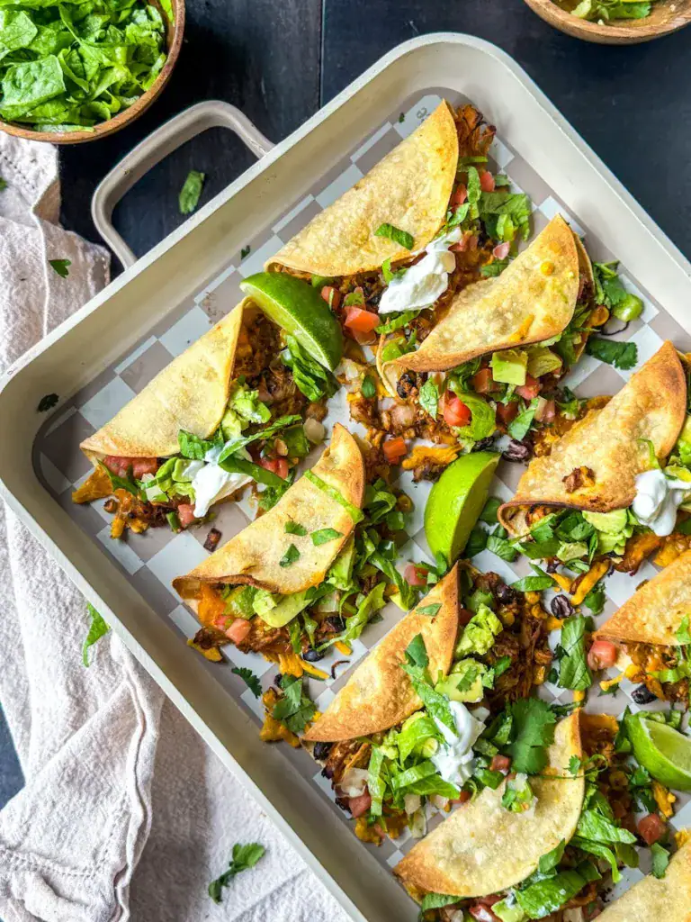 Sheet pan with baked tacos