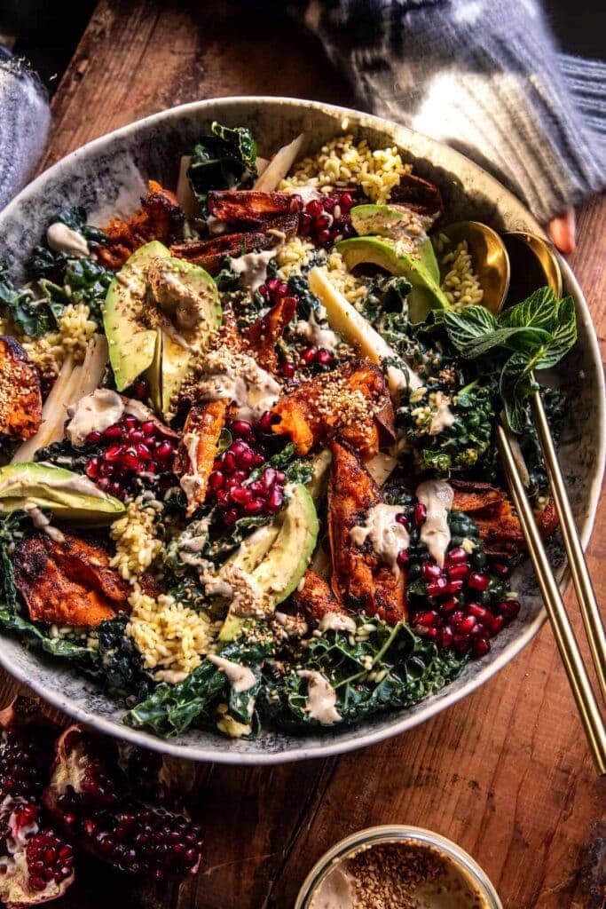 kale salad with sweet potatoes