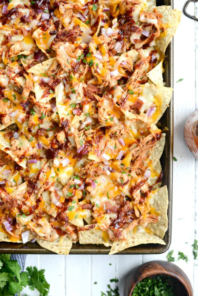 loaded bbq chicken nachos