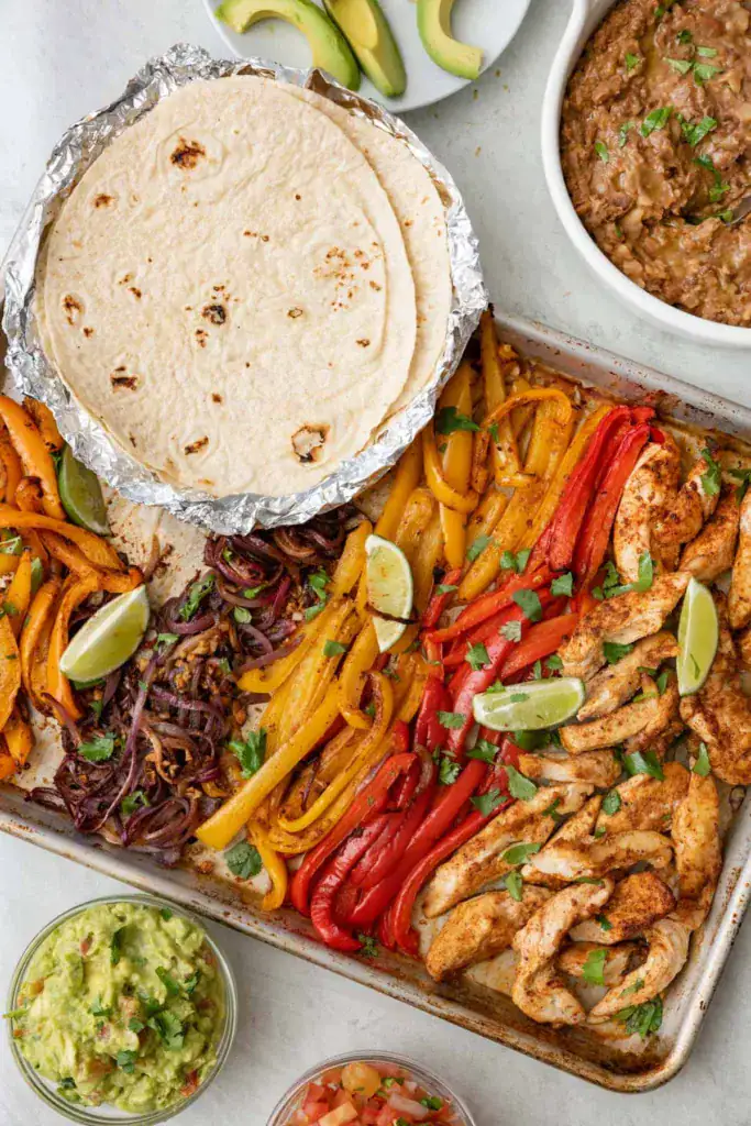 sheet pan with fajitas fillings
