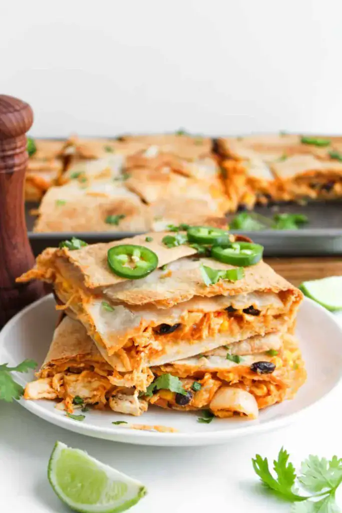 stacked chicken quesadillas