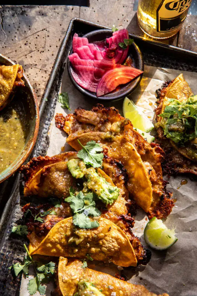crispy tacos on a sheet pan
