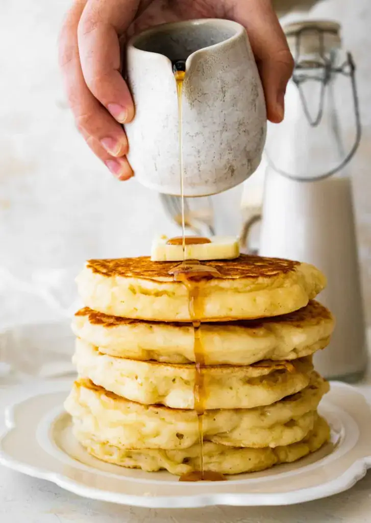 stack of pancakes with syrup