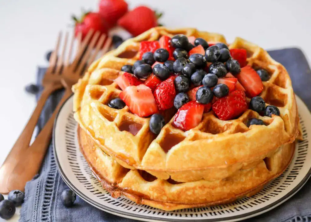 waffle stack with fresh berries 