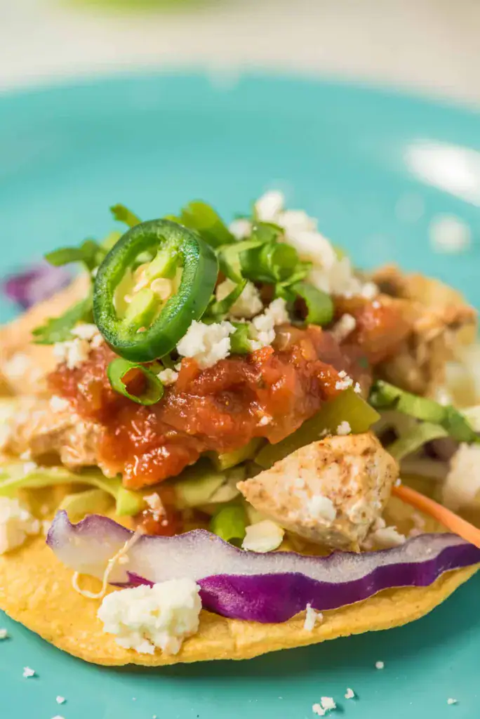 loaded chicken tostada