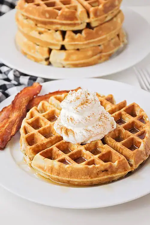 cinnamon waffles with whipped cream 