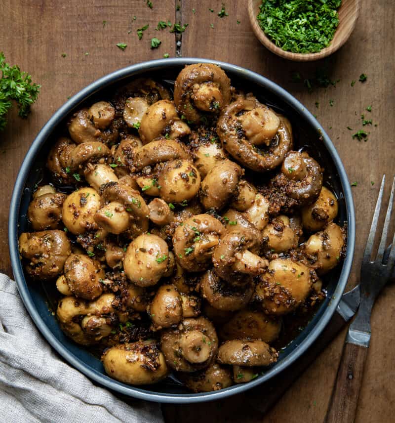 Sautéed mushrooms in a bowl