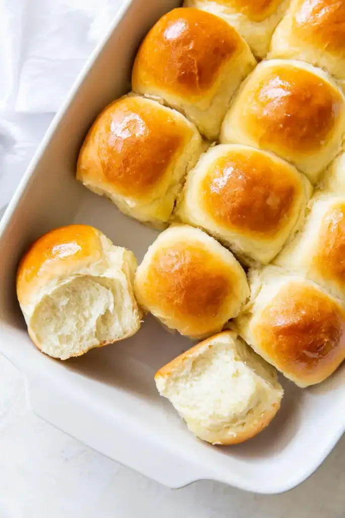 buttered rolls in a pan