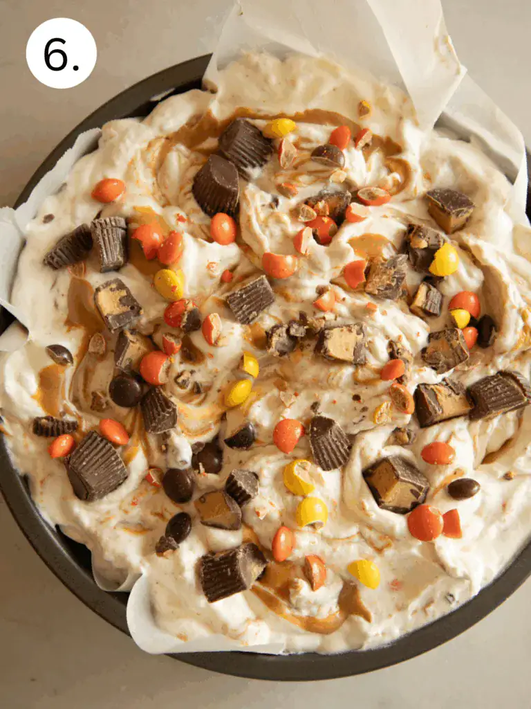 metal pan full of the ice cream mixture