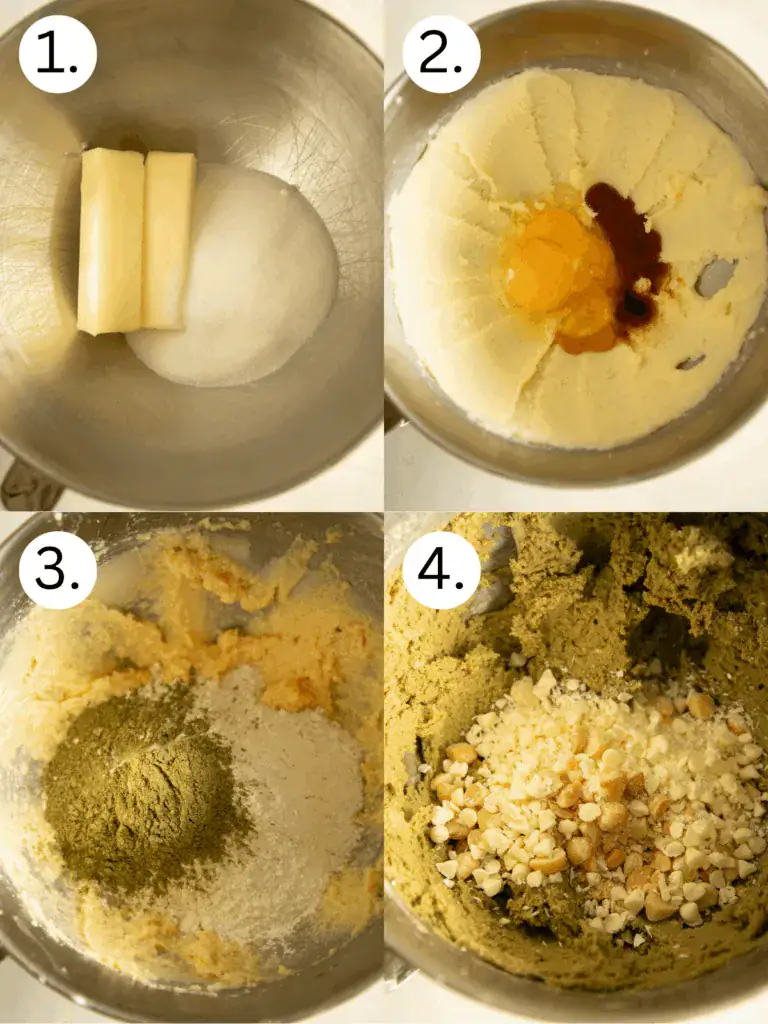 steps 1-4 on how to make the cookie dough