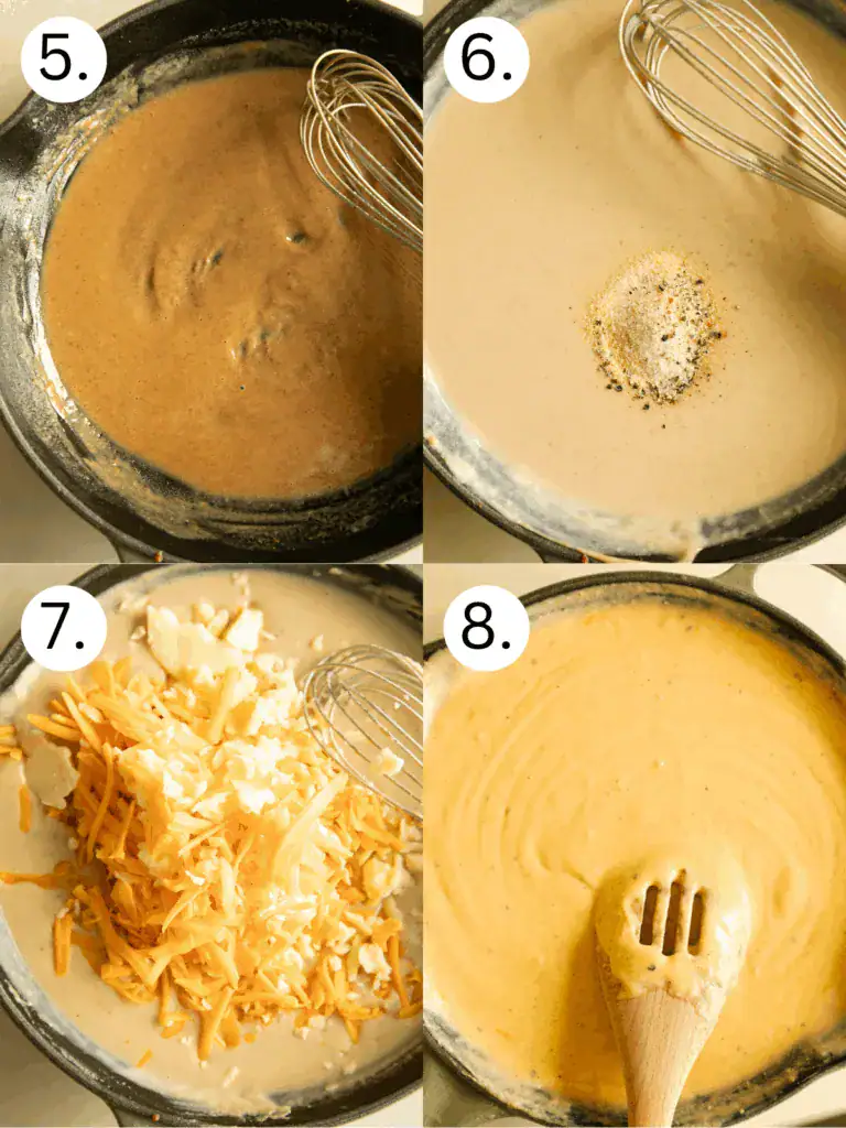 steps 5-8 on how to make the cheese sauce