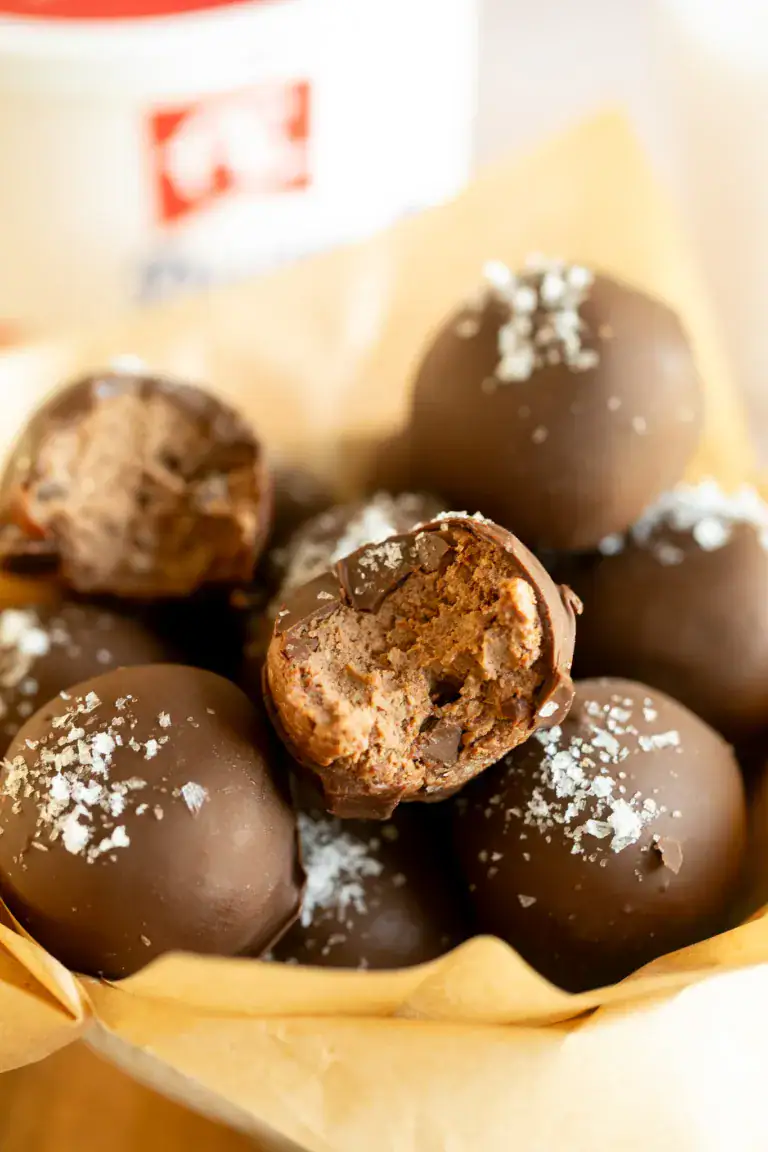 Close-up of a single bite showing fudgy texture inside