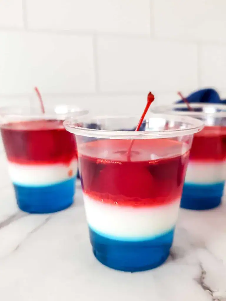 red white and blue jello cups