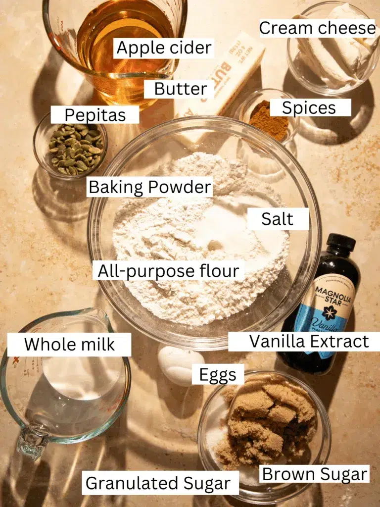 Portioned out ingredients for the apple cider muffins
