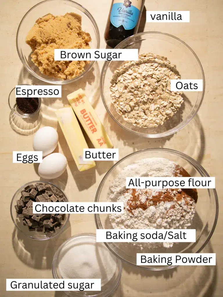 Oatmeal cookie ingredients prepped
